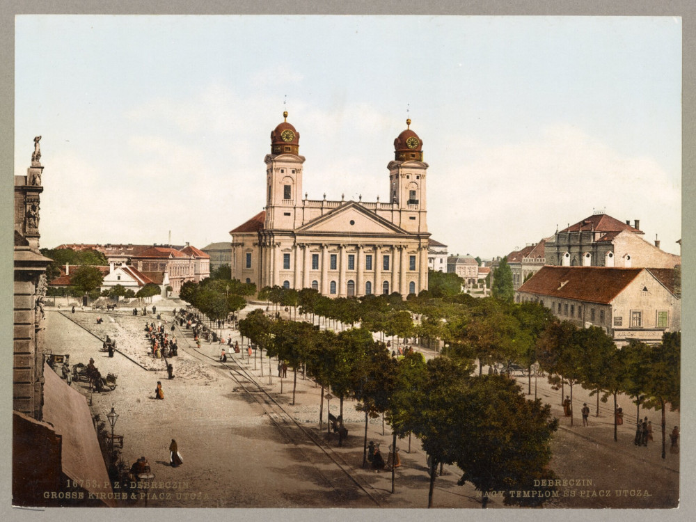 Debrecen, Nagytemplom és Piac utca 1900 körül