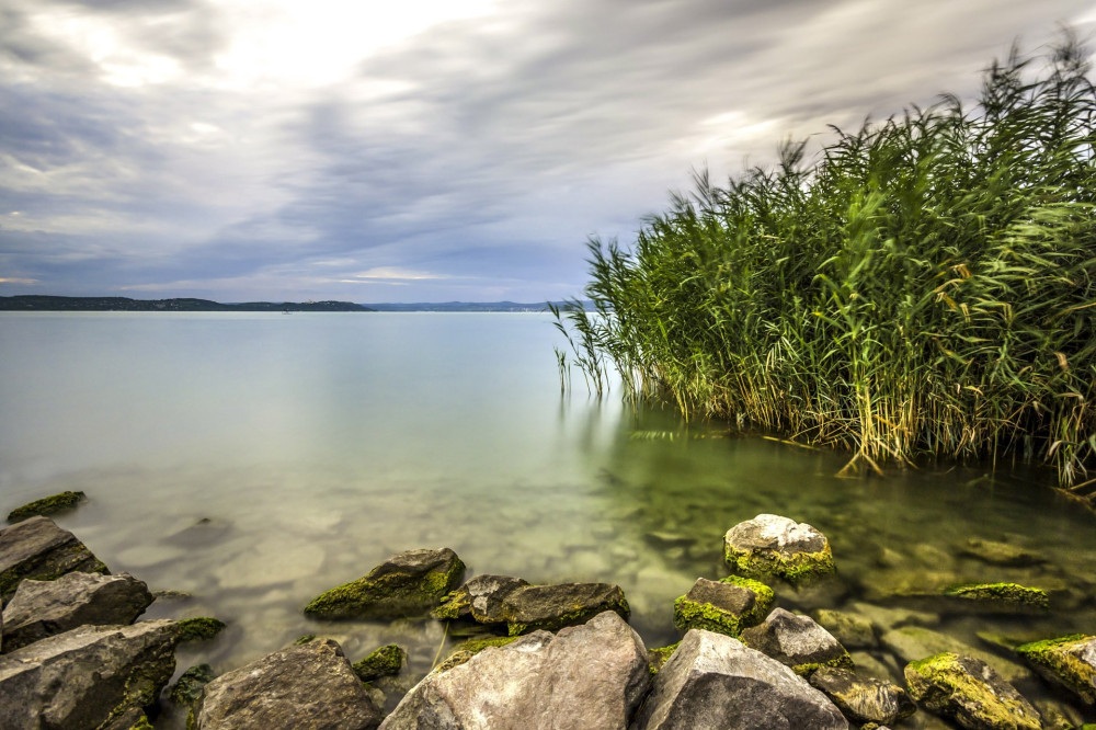 view of the lake Balaton at sunset